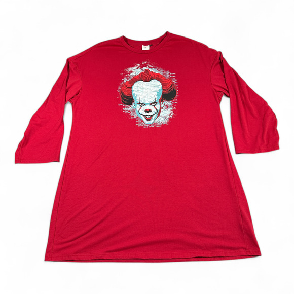 Stephen Kings It Night Shirt Womens EXTRA LARGE Red Pennywise Chapter Two Movie - Picture 1 of 6